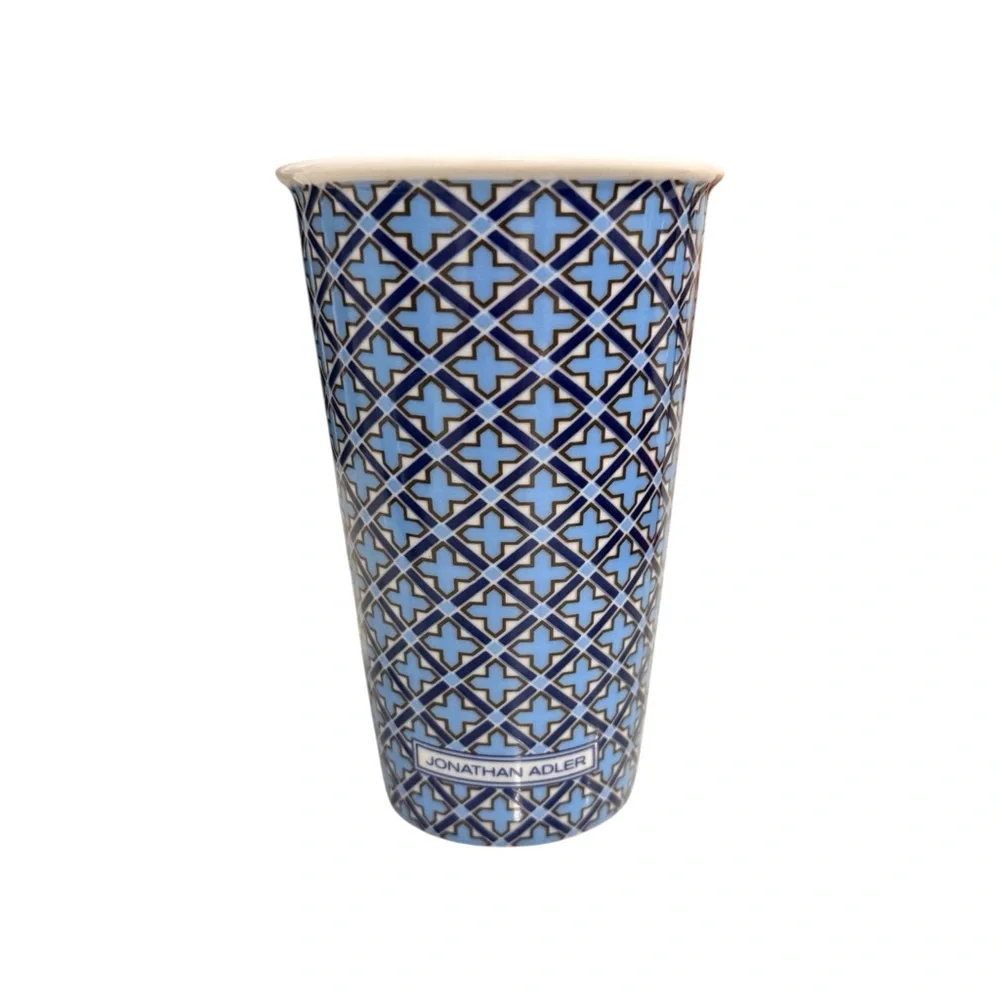 Jonathan Adler Blue and White Patterned Tumbler
